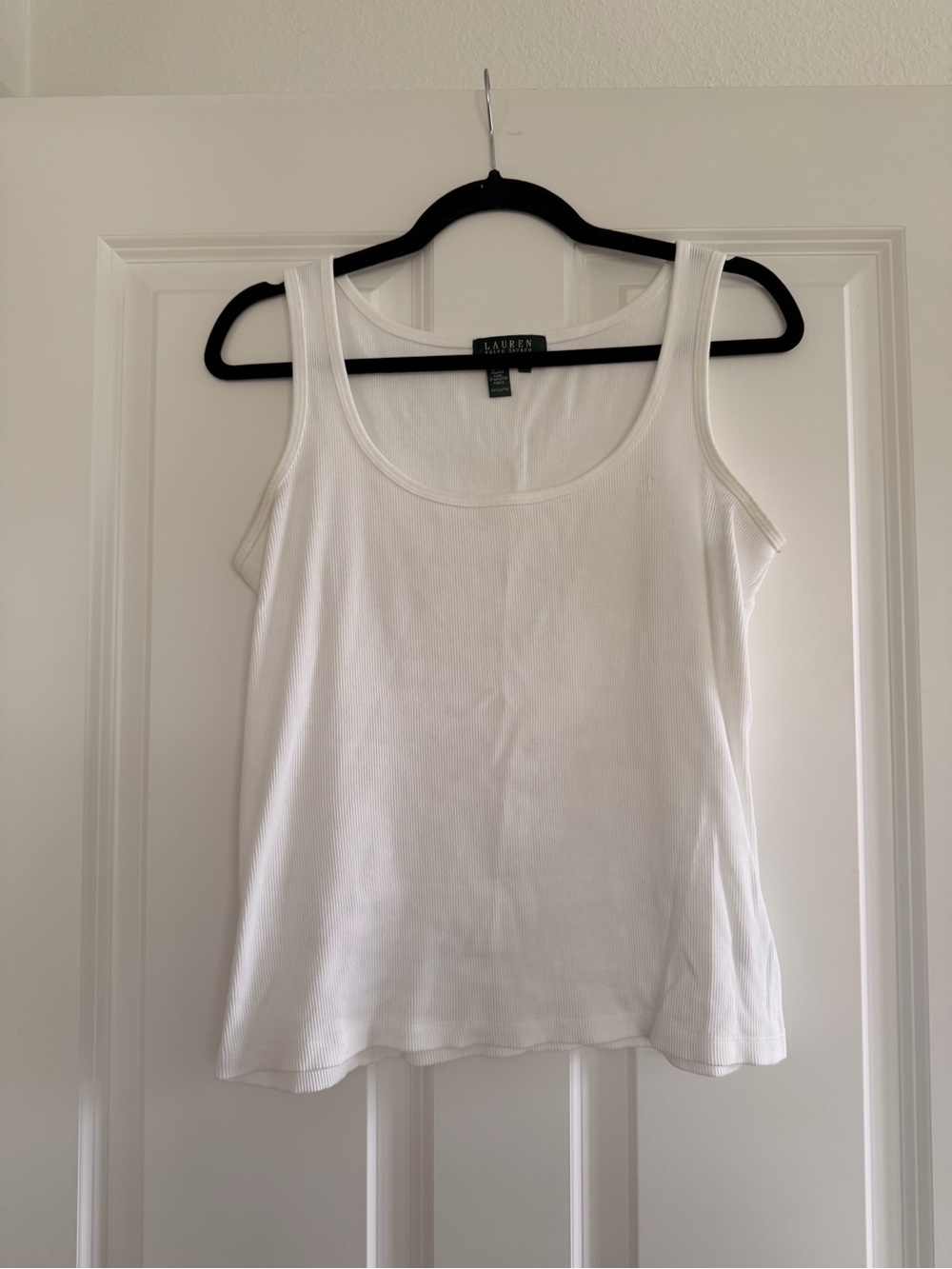 Ralph Lauren White Scoop Neck Ribbed Tank